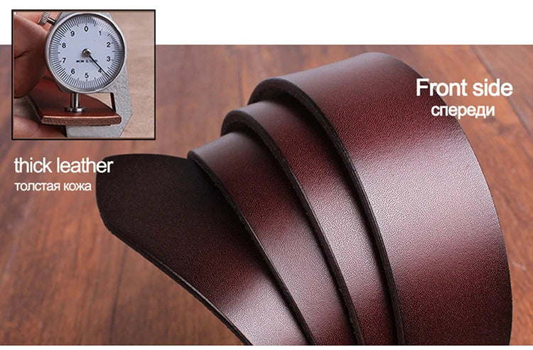 Genuine Leather Belt - Men's Wide Cowboy Style Pin Buckle Fashion Accessory - ZOOMNSTORE