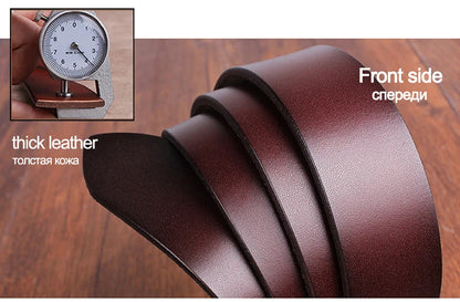 Genuine Leather Belt - Men's Wide Cowboy Style Pin Buckle Fashion Accessory - ZOOMNSTORE