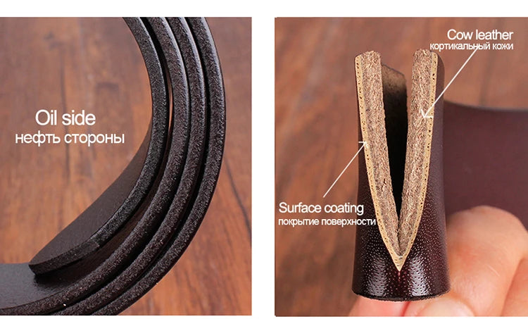 Genuine Leather Belt - Men's Wide Cowboy Style Pin Buckle Fashion Accessory - ZOOMNSTORE