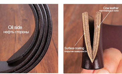 Genuine Leather Belt - Men's Wide Cowboy Style Pin Buckle Fashion Accessory - ZOOMNSTORE