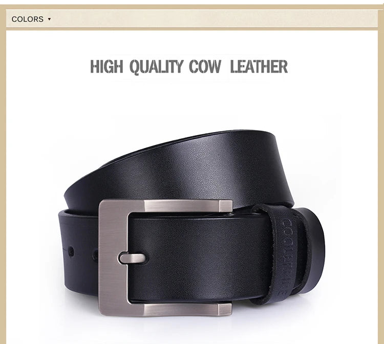 Genuine Leather Belt - Men's Wide Cowboy Style Pin Buckle Fashion Accessory - ZOOMNSTORE