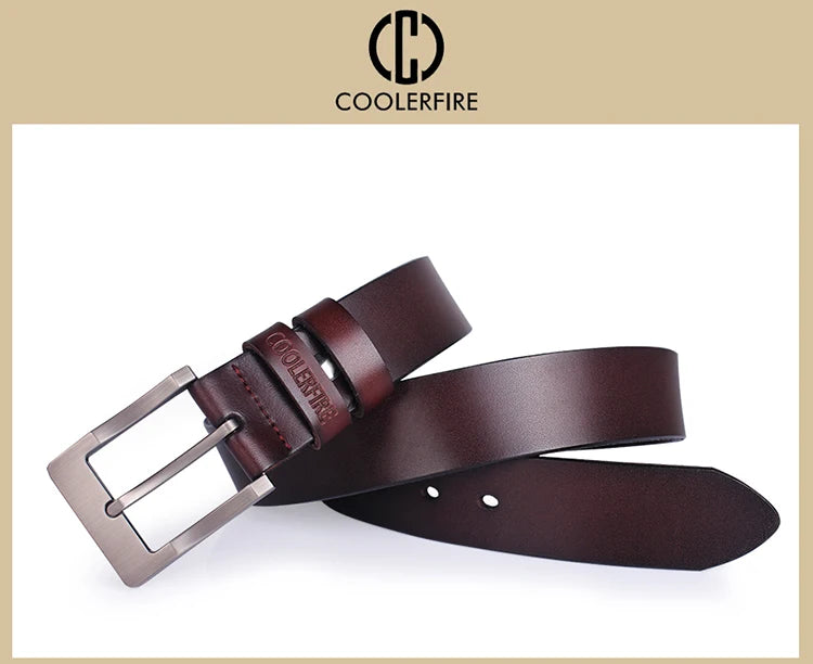 Genuine Leather Belt - Men's Wide Cowboy Style Pin Buckle Fashion Accessory - ZOOMNSTORE