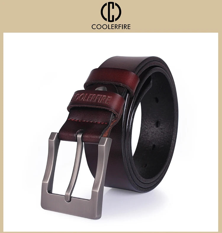 Genuine Leather Belt - Men's Wide Cowboy Style Pin Buckle Fashion Accessory - ZOOMNSTORE