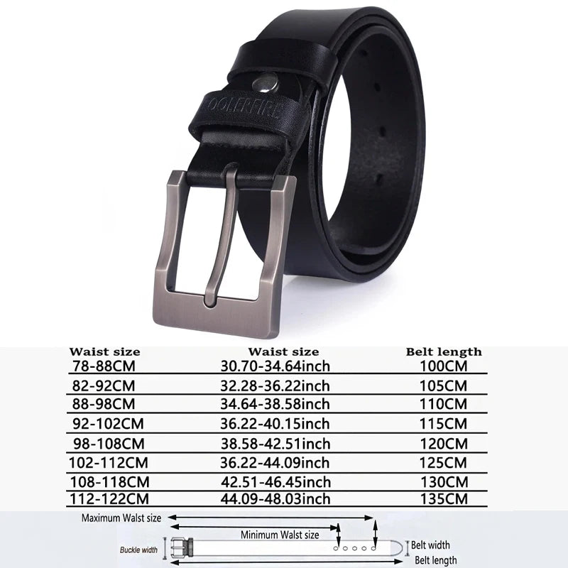 Genuine Leather Belt - Men's Wide Cowboy Style Pin Buckle Fashion Accessory - ZOOMNSTORE