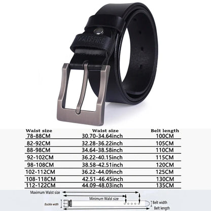 Genuine Leather Belt - Men's Wide Cowboy Style Pin Buckle Fashion Accessory - ZOOMNSTORE
