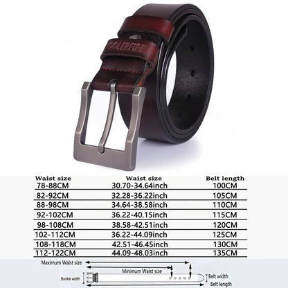 Genuine Leather Belt - Men's Wide Cowboy Style Pin Buckle Fashion Accessory - ZOOMNSTORE
