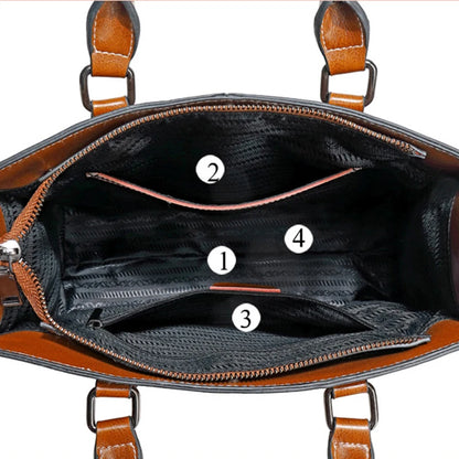 Genuine Leather Womens Crossbody Tote Bag - Fashionable Office Messenger Bag - ZOOMNSTORE