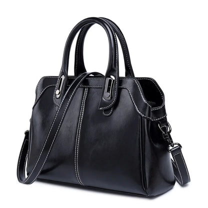 Genuine Leather Handbag - Women Shoulder Bag With Adjustable Strap & Zipper Closure - ZOOMNSTORE
