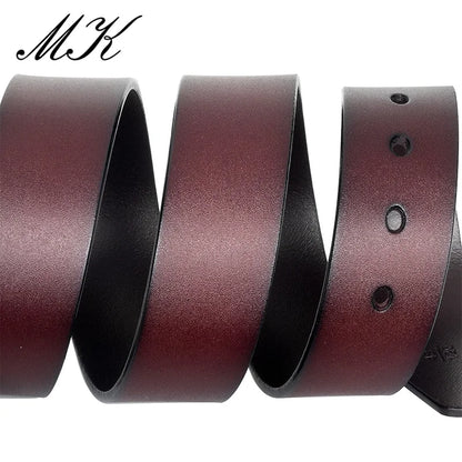 Genuine Leather Mens Belt - Casual Vintage Alloy Pin Buckle for Jeans and Trousers - ZOOMNSTORE