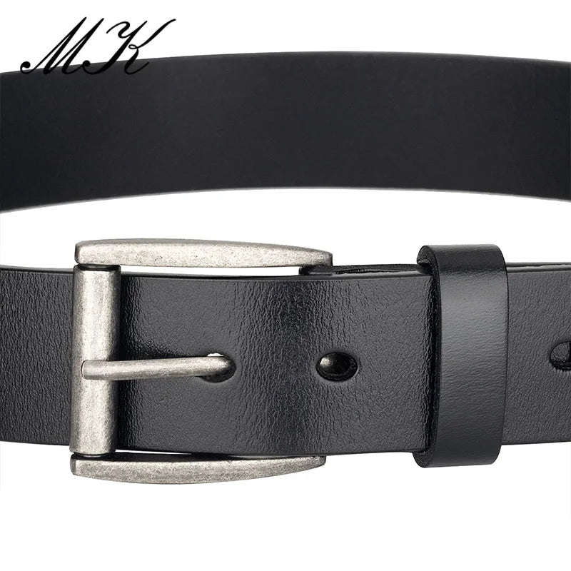 Genuine Leather Mens Belt - Casual Vintage Alloy Pin Buckle for Jeans and Trousers - ZOOMNSTORE