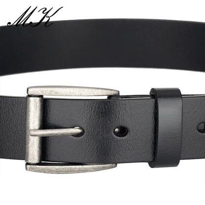Genuine Leather Mens Belt - Casual Vintage Alloy Pin Buckle for Jeans and Trousers - ZOOMNSTORE