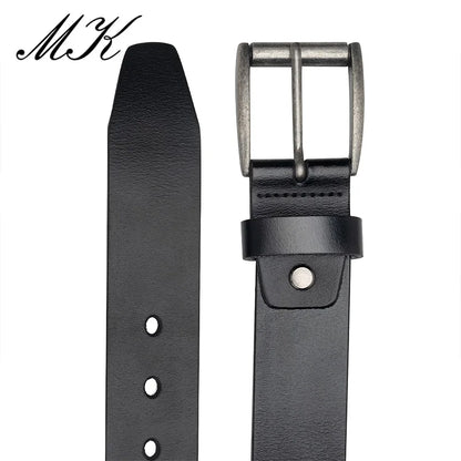 Genuine Leather Mens Belt - Casual Vintage Alloy Pin Buckle for Jeans and Trousers - ZOOMNSTORE