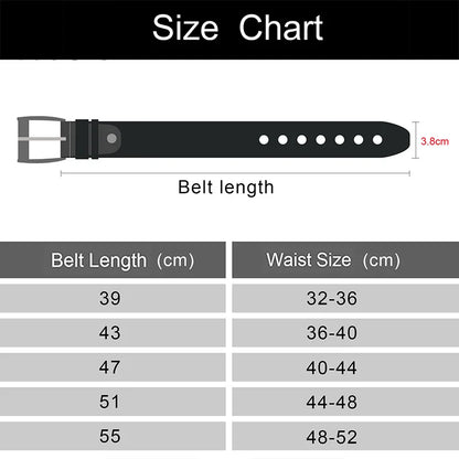 Genuine Leather Mens Belt - Casual Vintage Alloy Pin Buckle for Jeans and Trousers - ZOOMNSTORE