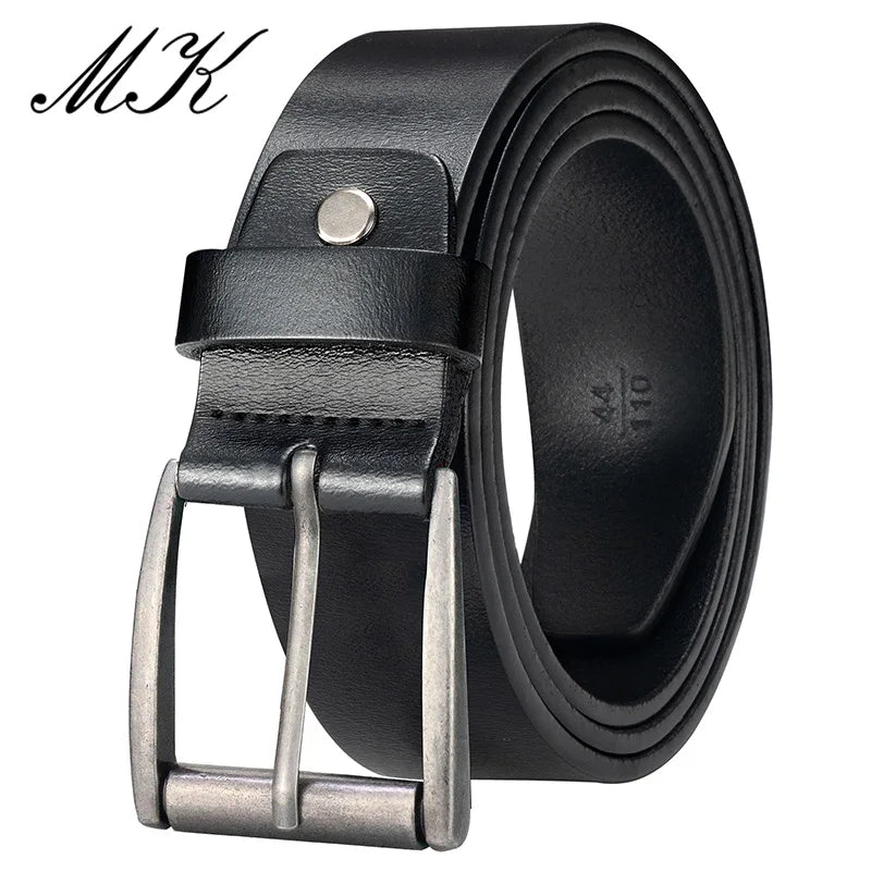 Genuine Leather Mens Belt - Casual Vintage Alloy Pin Buckle for Jeans and Trousers - ZOOMNSTORE
