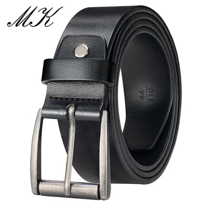 Genuine Leather Mens Belt - Casual Vintage Alloy Pin Buckle for Jeans and Trousers - ZOOMNSTORE