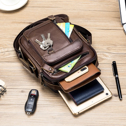 Genuine Leather Mens Crossbody Messenger Bag - Small Designer Shoulder Bag - ZOOMNSTORE