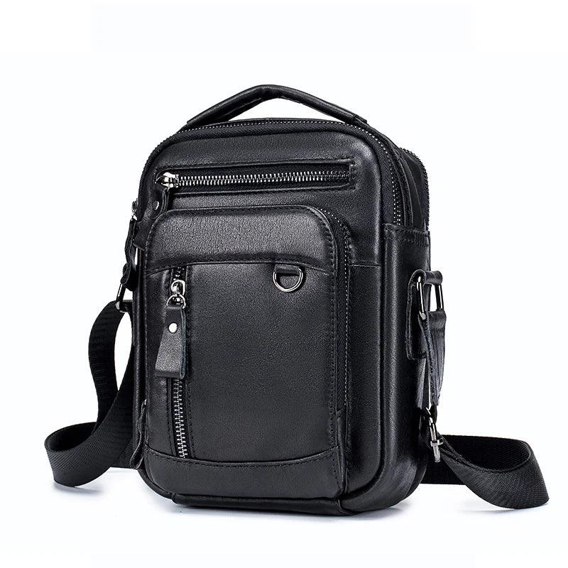 Genuine Leather Mens Crossbody Messenger Bag - Small Designer Shoulder Bag - ZOOMNSTORE