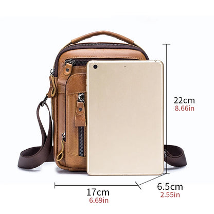 Genuine Leather Mens Crossbody Messenger Bag - Small Designer Shoulder Bag - ZOOMNSTORE