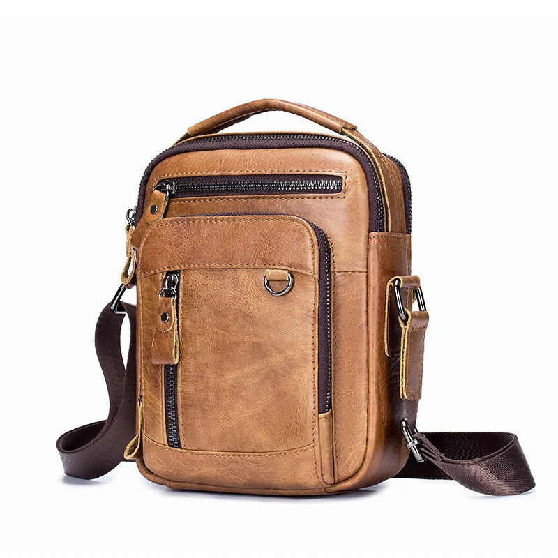 Genuine Leather Mens Crossbody Messenger Bag - Small Designer Shoulder Bag - ZOOMNSTORE