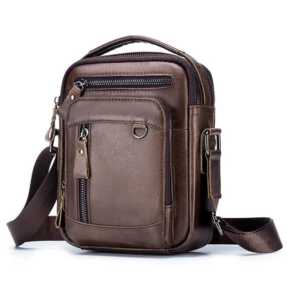 Genuine Leather Mens Crossbody Messenger Bag - Small Designer Shoulder Bag - ZOOMNSTORE