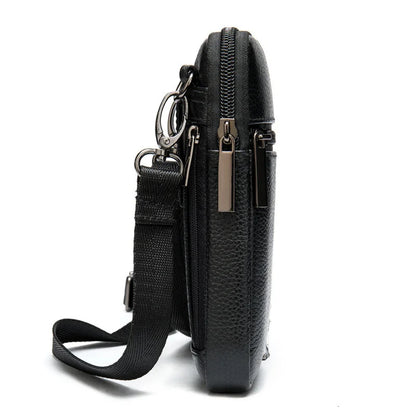 Genuine Leather Messenger Bag - Men's Luxury Crossbody With Zipper Closure - ZOOMNSTORE