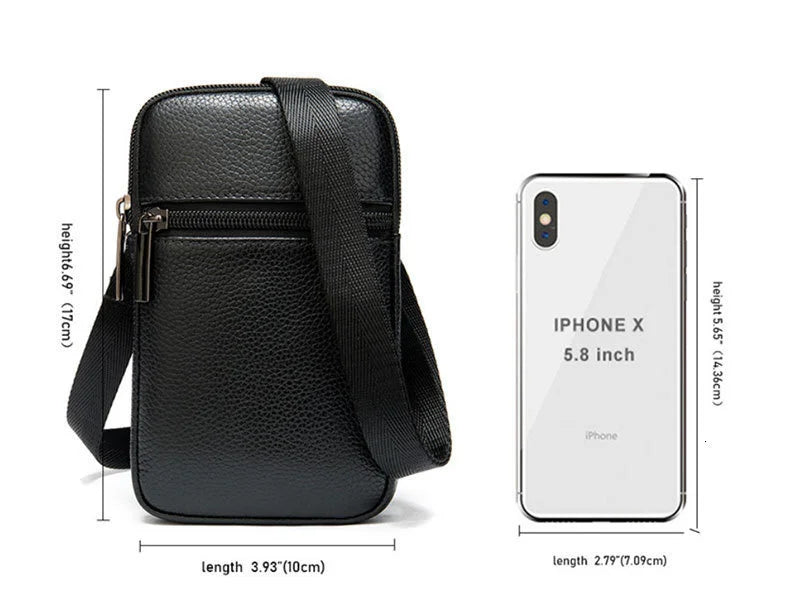 Genuine Leather Messenger Bag - Men's Luxury Crossbody With Zipper Closure - ZOOMNSTORE
