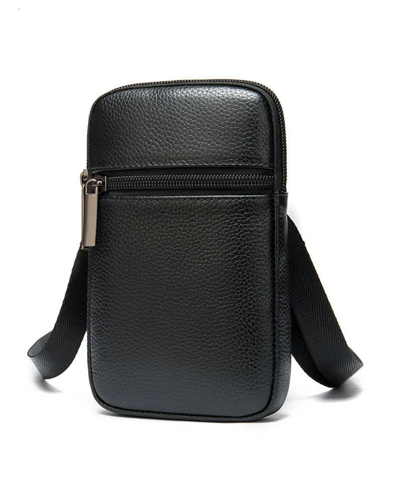 Genuine Leather Messenger Bag - Men's Luxury Crossbody With Zipper Closure - ZOOMNSTORE