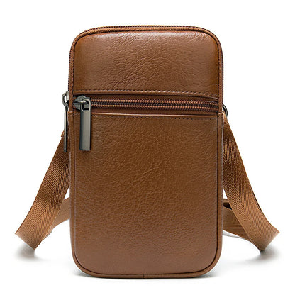 Genuine Leather Messenger Bag - Men's Luxury Crossbody With Zipper Closure - ZOOMNSTORE