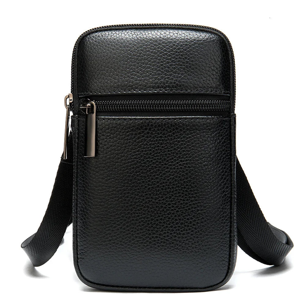 Genuine Leather Messenger Bag - Men's Luxury Crossbody With Zipper Closure - ZOOMNSTORE