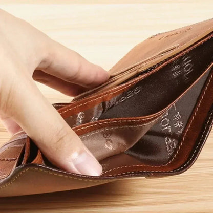 Genuine Leather RFID Blocking Trifold Wallet - Vintage Thin Multi-Function Mens ID  Credit Card Holder - ZOOMNSTORE
