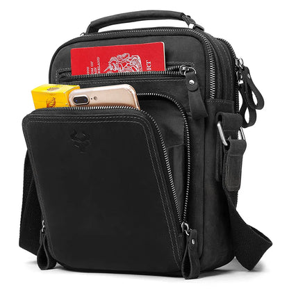 Genuine Leather Mens Vintage Shoulder Bag - Large Capacity Messenger Tote for Travel - ZOOMNSTORE