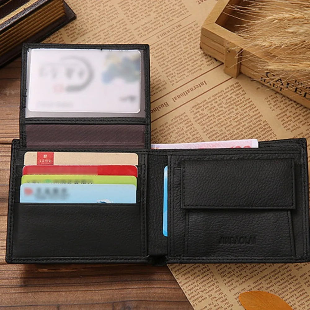 Genuine Leather Mens Wallet - Premium Real Cowhide Short Wallet - ZOOMNSTORE