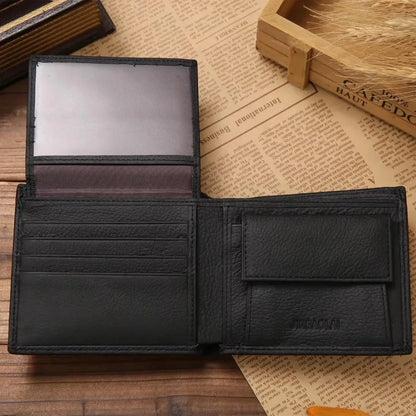 Genuine Leather Mens Wallet - Premium Real Cowhide Short Wallet - ZOOMNSTORE