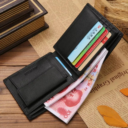 Genuine Leather Mens Wallet - Premium Real Cowhide Short Wallet - ZOOMNSTORE