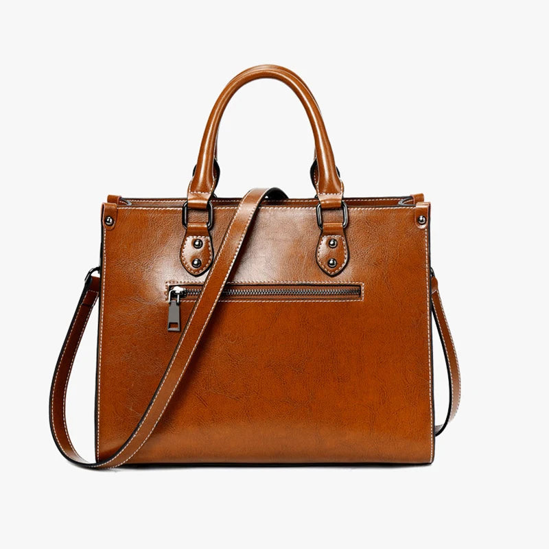 Genuine Leather Womens Crossbody Tote Bag - Fashionable Office Messenger Bag - ZOOMNSTORE