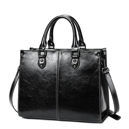 Genuine Leather Womens Crossbody Tote Bag - Fashionable Office Messenger Bag - ZOOMNSTORE