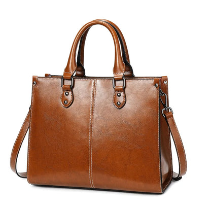 Genuine Leather Womens Crossbody Tote Bag - Fashionable Office Messenger Bag - ZOOMNSTORE