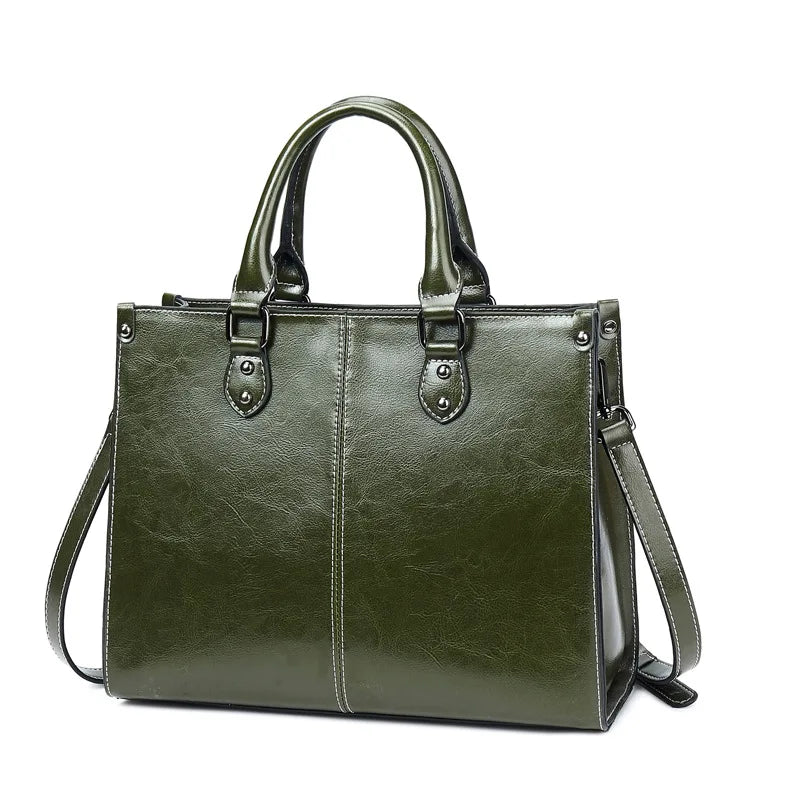 Genuine Leather Womens Crossbody Tote Bag - Fashionable Office Messenger Bag - ZOOMNSTORE