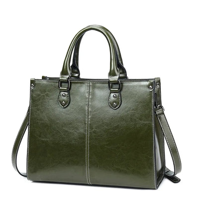 Genuine Leather Womens Crossbody Tote Bag - Fashionable Office Messenger Bag - ZOOMNSTORE