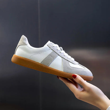 Genuine Leather Womens Sneakers - Casual Spring Flat Training Shoes - ZOOMNSTORE