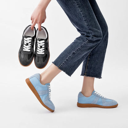 Genuine Leather Womens Sneakers - Casual Spring Flat Training Shoes - ZOOMNSTORE