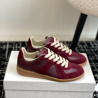 Genuine Leather Womens Sneakers - Casual Spring Flat Training Shoes - ZOOMNSTORE