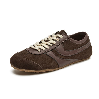 Genuine Leather Womens Sneakers - Retro Lace-up Forrest Gump Style - ZOOMNSTORE