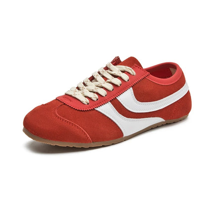 Genuine Leather Womens Sneakers - Retro Lace-up Forrest Gump Style - ZOOMNSTORE