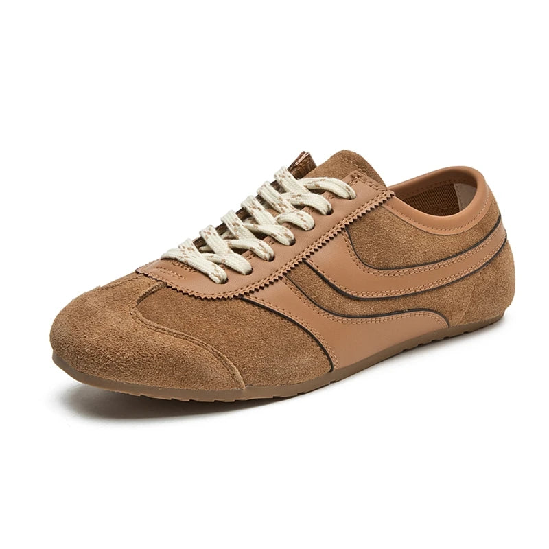 Genuine Leather Womens Sneakers - Retro Lace-up Forrest Gump Style - ZOOMNSTORE