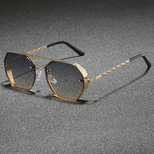 Geometric Metal Frame Sunglasses - UV400 Designer Shades for Men  Women - ZOOMNSTORE
