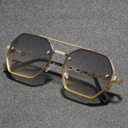 Geometric Metal Frame Sunglasses - UV400 Designer Shades for Men  Women - ZOOMNSTORE