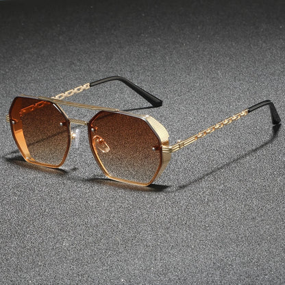 Geometric Metal Frame Sunglasses - UV400 Designer Shades for Men  Women - ZOOMNSTORE