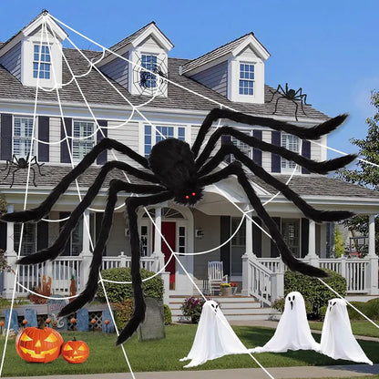 Giant Plush Black Spider - Halloween Decoration Party Prop 30-200cm - ZOOMNSTORE