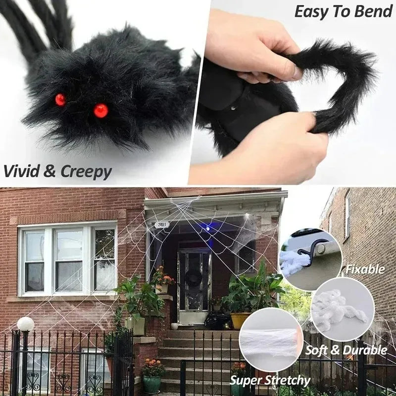 Giant Plush Black Spider - Halloween Decoration Party Prop 30-200cm - ZOOMNSTORE